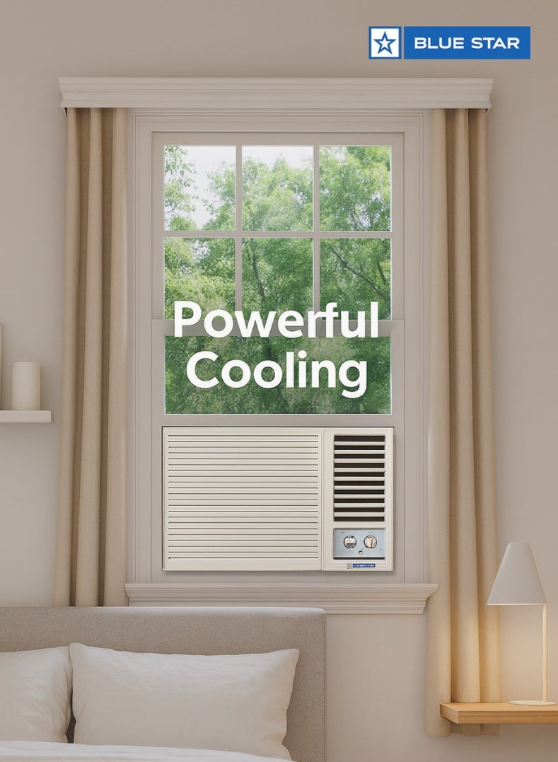 Bluestar 1.5 Ton 1 Star Window Air Conditioner (Model WM18CVRRB3-01) | High Ambient Cooling | 100% Copper | Energy Saver Mode | Anti-Corrosive Blue Fins | Suitable for Medium Rooms | White - Image 4