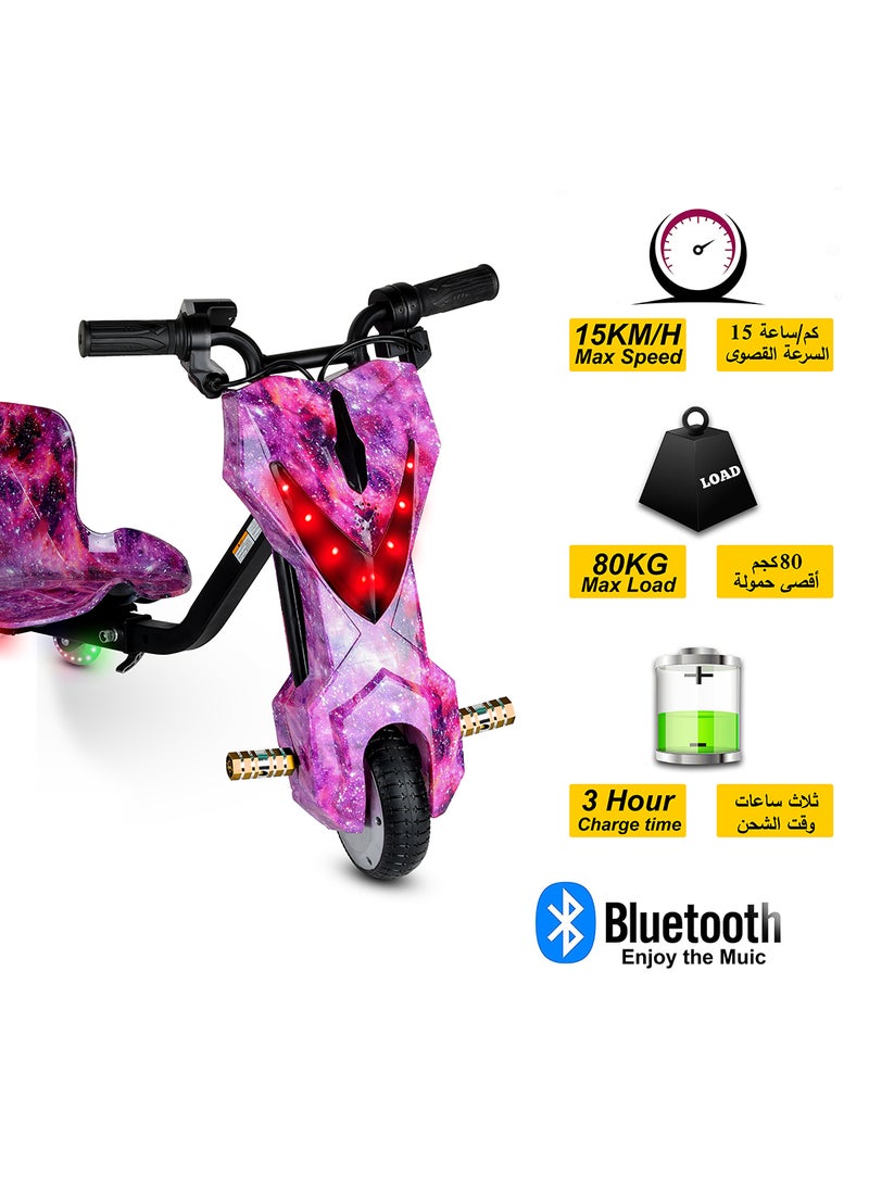 MyToys | Mini 36V High-Power 360Â° Electric Stunt Drifting Scooter For Kids & Adults - Adjustable Body With Bluetooth & Protective Gear, 3 Speed Modes, 250W Brushless Motor, 8-15 Km/H With 80 Kg Load, Noon Exclusive Series | Purple | Age 6+ - Image 5