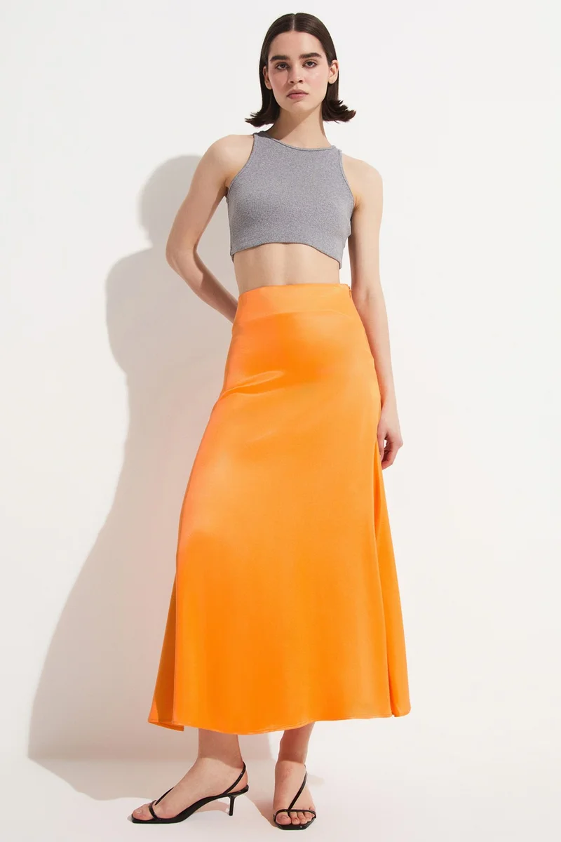 JUNE Long Satin Skirt