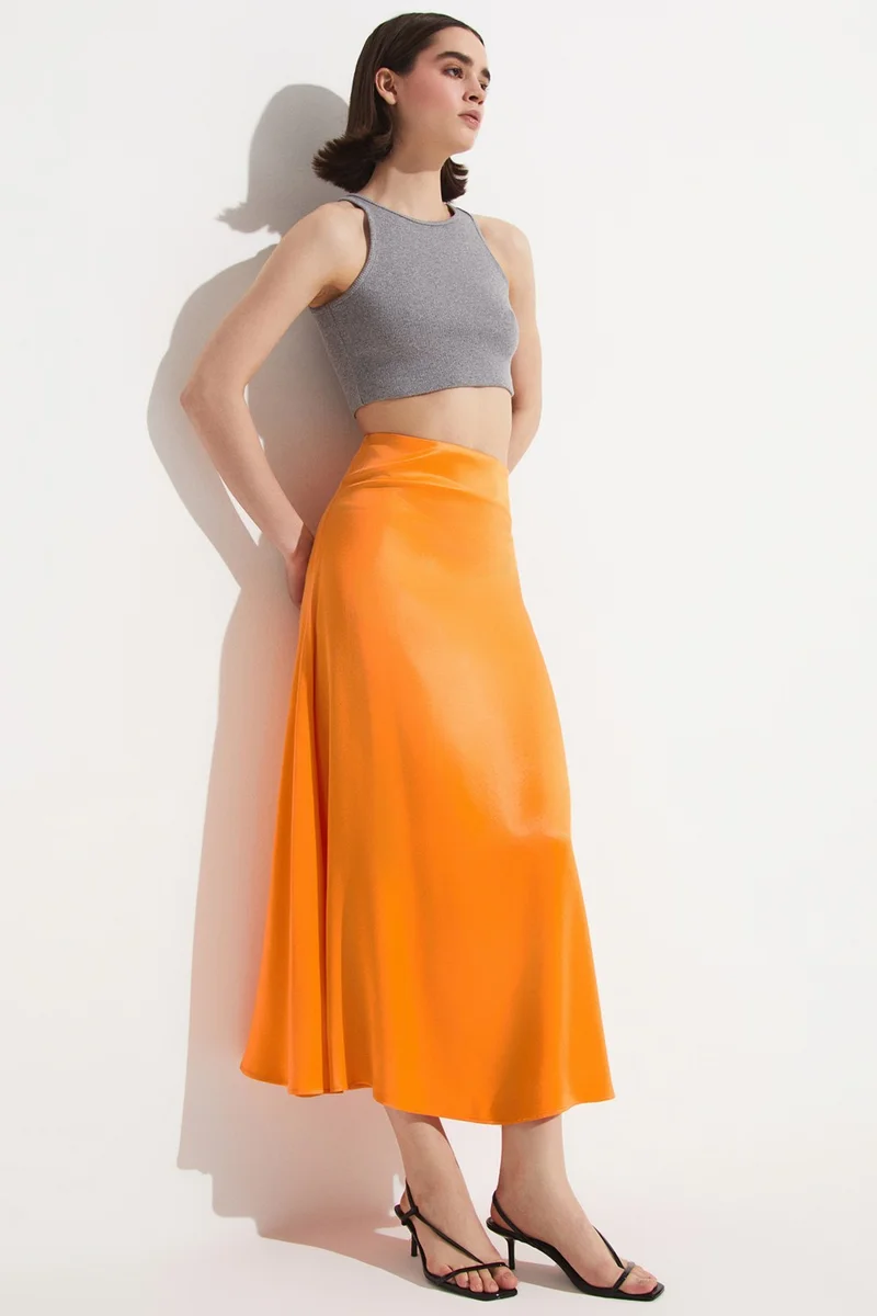 JUNE Long Satin Skirt