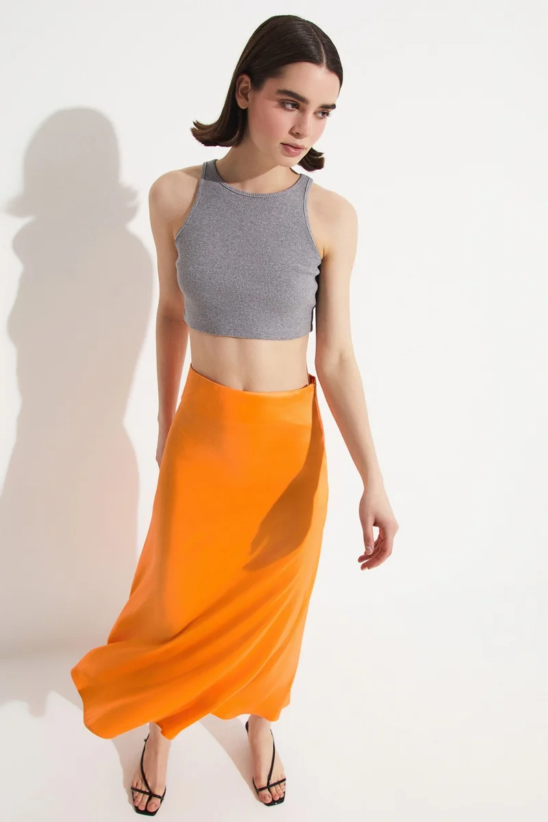 JUNE Long Satin Skirt