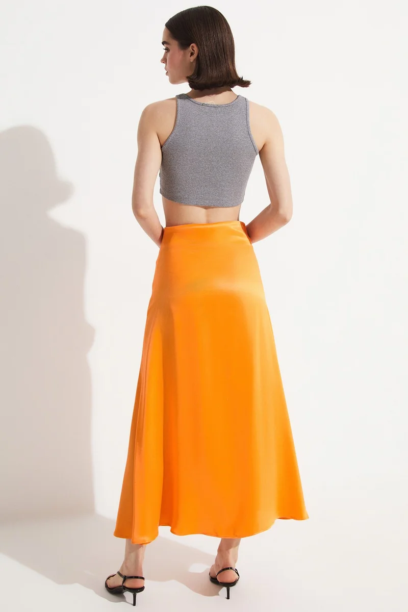 JUNE Long Satin Skirt