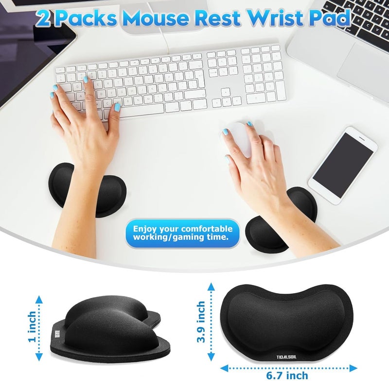 TIDALSOIL Mouse Pad with Wrist Support, Ergonomic Mouse Mat with Non-Slip PU Base, Pain Relief Memory Foam Mousepad for Office & Home (Wrist Rests 2pcs (B)) - Image 2