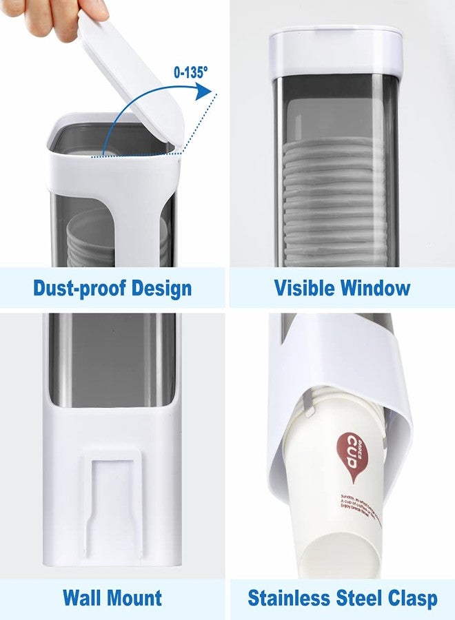 IWNTWY Cup Dispenser, Pull Type Water Cooler Cup Holder Fit 3oz - 5oz Small Cups, Wall Mount Bathroom Disposable Mouthwash Cups Dispenser with Paste for Home Office Hospital (White) - Image 4