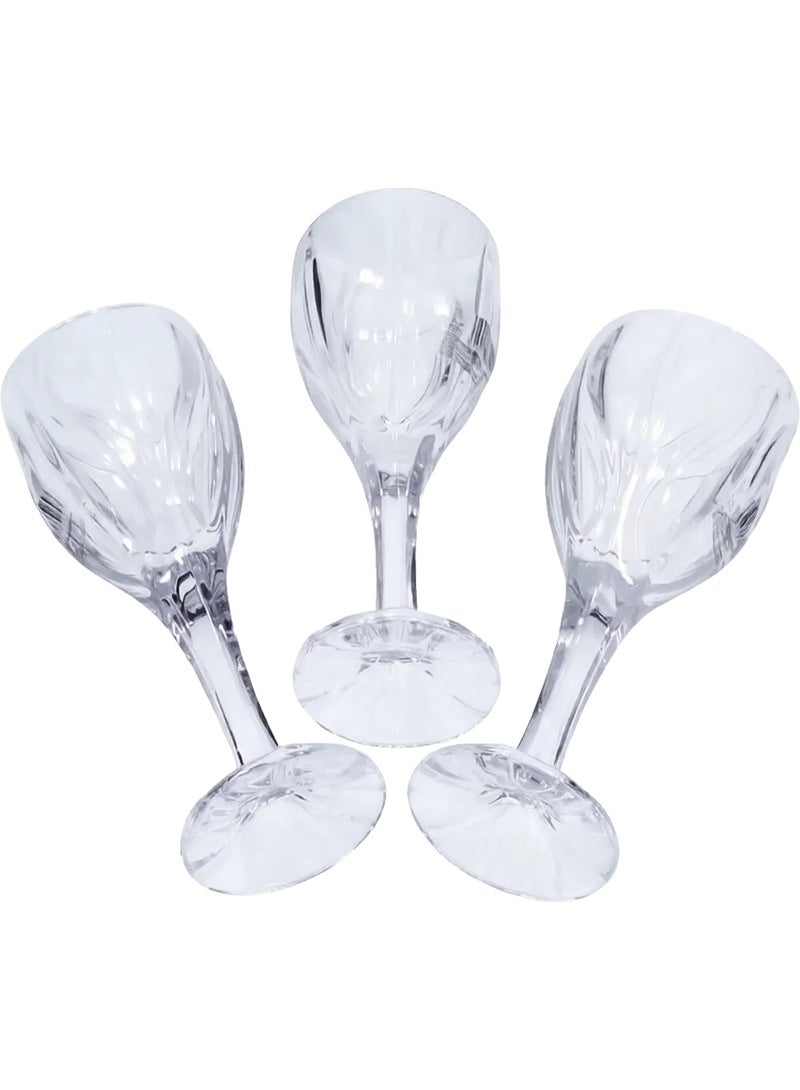 Premium Crystal-Clear Long-Stemmed Glass Goblet Set (3-Piece Pack) - Elegant Vintage Patterned Wine & Juice Glasses for Formal Dining - Image 2