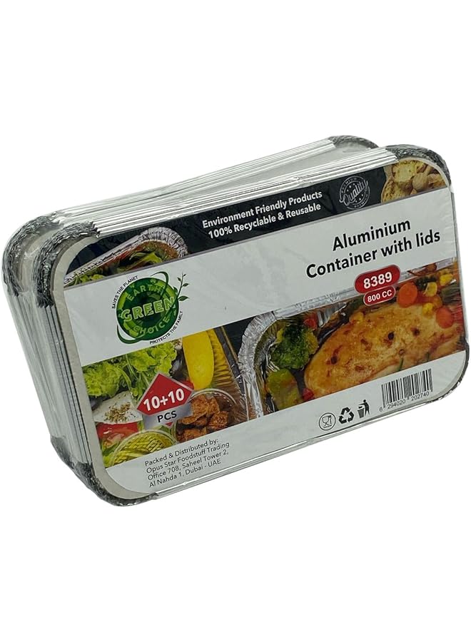 Green Tiger Disposable Food Container with Lid 800 CC, 10 + 10 Pcs Free (Total 20 Pcs) - Suitable for Lunch, Food Storage, Breakfast | With Lids - Image 1