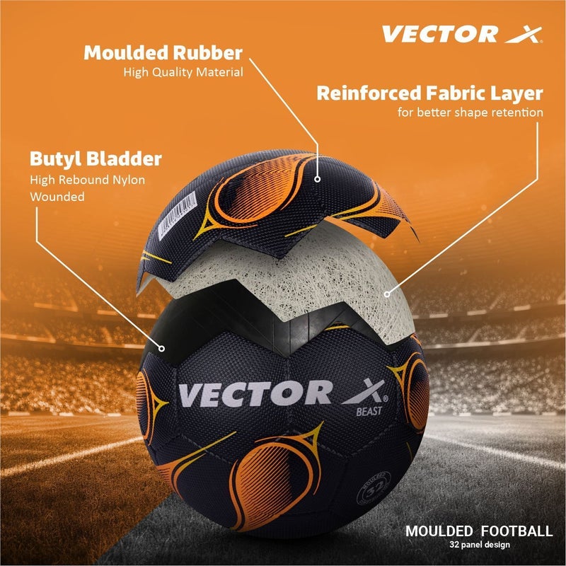 VECTOR X BEAST Football - Size 5 - White & Orange - Image 5