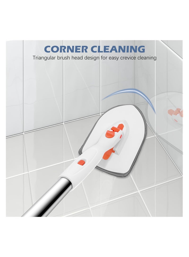 SYOSI Floor Scrub Brush, 3-In-1 Tile Tub Scrubber with 52-inch Adjustable Long Handle Shower Cleaner Brush and 3 Detachable Replacement Brush Heads for Bathroom, Bathtub, Floor, Wall - Image 5
