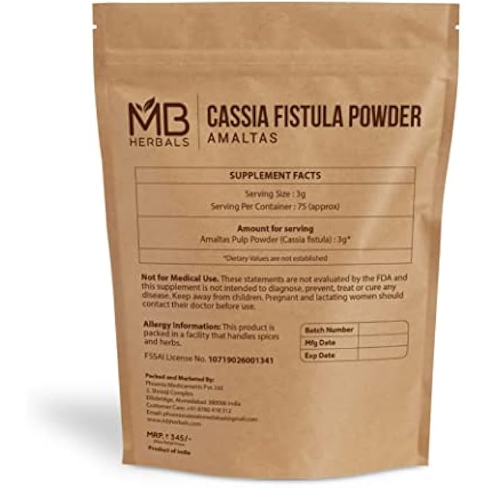 MB Herbals Cassia Fistula Powder 8 oz (227G / 0.5LB) | Amaltas Powder | Derived from Cassia Fistula Beans - Image 2
