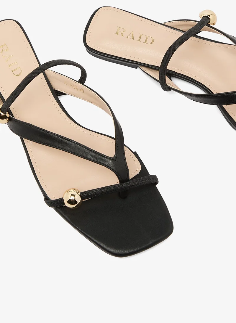 Raid BLACK PU Flat Toe-Loop Sandals for Women | Best Price UAE