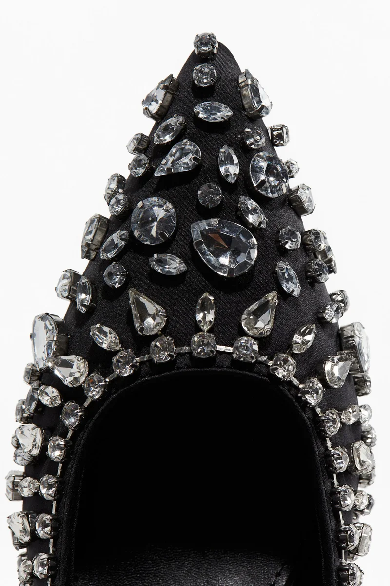 H&M Rhinestone-Embellished Heeled Mules