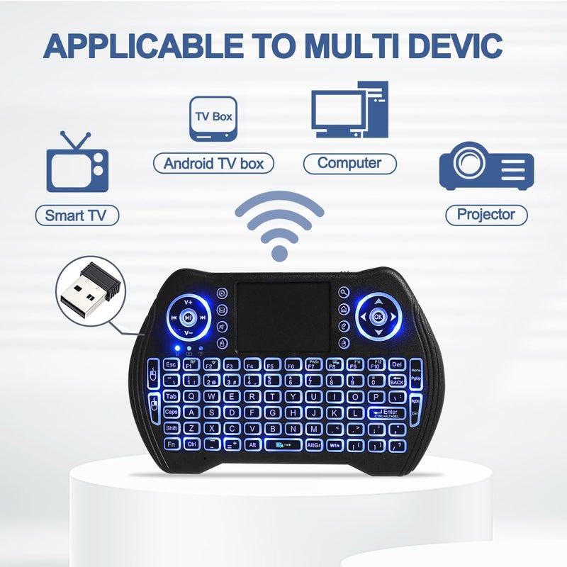 EASYTONE Backlit Mini Wireless Keyboard with Touchpad Mouse Combo Remote Control with Rechargeable Li-ion Battery and Multimedia Keys for Android TV Box HTPC PS3 Smart TV PC X-Box Linux Windows MacOS - Image 4