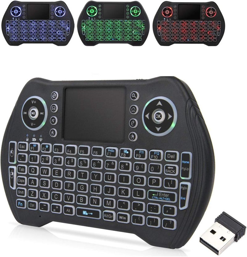 EASYTONE Backlit Mini Wireless Keyboard with Touchpad Mouse Combo Remote Control with Rechargeable Li-ion Battery and Multimedia Keys for Android TV Box HTPC PS3 Smart TV PC X-Box Linux Windows MacOS - Image 1