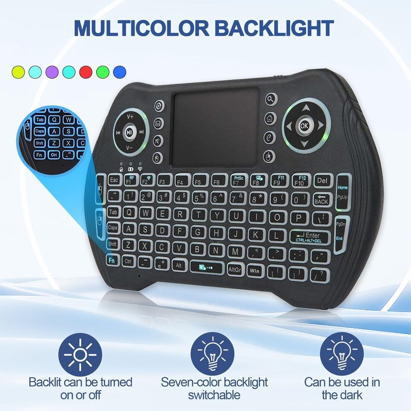 EASYTONE Backlit Mini Wireless Keyboard with Touchpad Mouse Combo Remote Control with Rechargeable Li-ion Battery and Multimedia Keys for Android TV Box HTPC PS3 Smart TV PC X-Box Linux Windows MacOS - Image 3