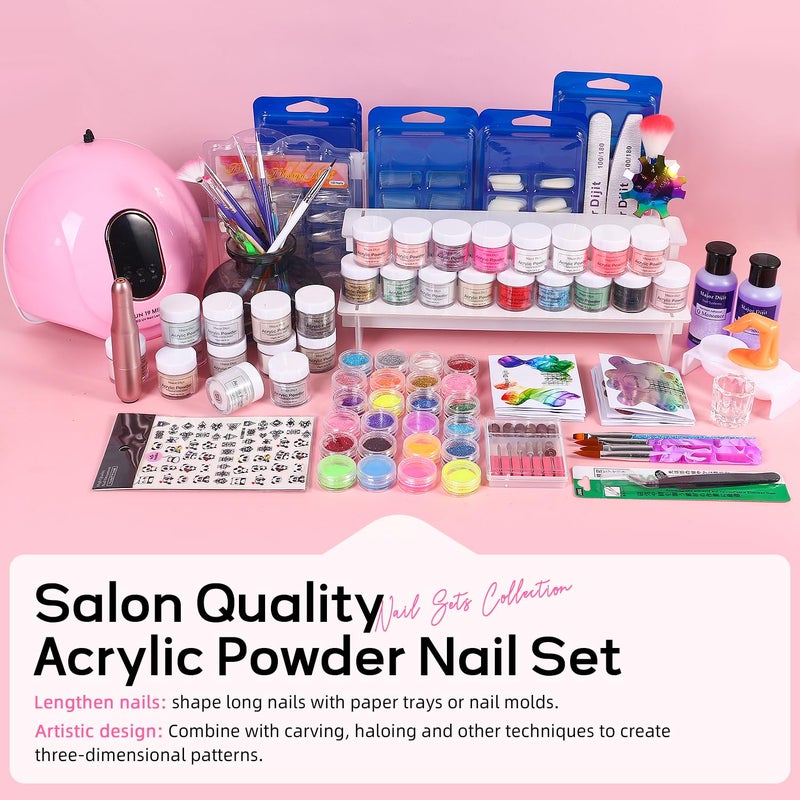 MAJOR DIJIT Acrylic Nails Kit Set 29 Colors with UV Lamp & Electric Drill, 2x60ml Monomer - All-in-One Nail Art Supplies for Beginners with Everything - Image 2
