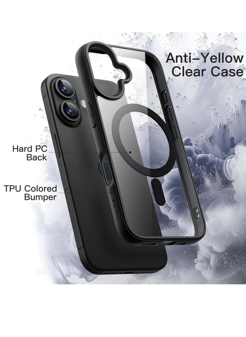 Generic - Magnetic Case for iPhone 16 6.1-Inch Compatible with MagSafe, Shockproof Phone Bumper Cover, Solid Color Matte TPU Frame, Anti-Scratch Clear BackCase For iPhone 16 6.1-Inch, Crystal Clear Case [Not Yellowing]  Shockproof Protective Case Transparent Protective Slim Cover (Black) - Image 1
