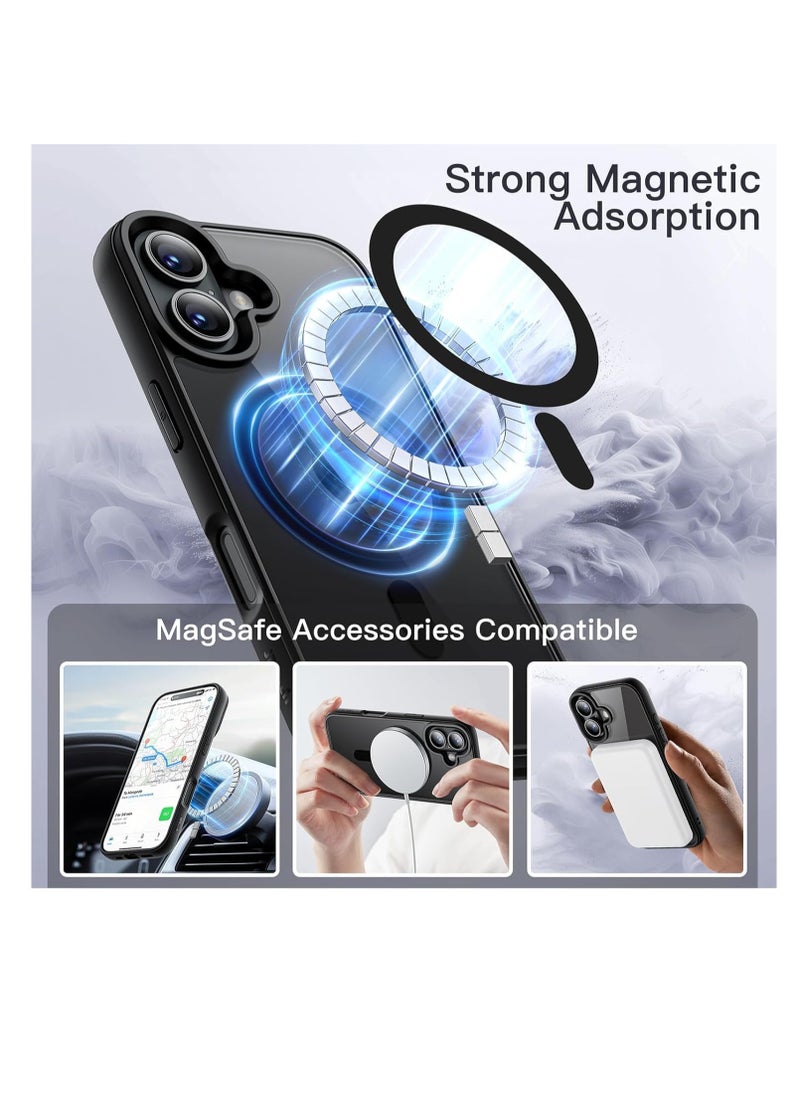 Generic - Magnetic Case for iPhone 16 6.1-Inch Compatible with MagSafe, Shockproof Phone Bumper Cover, Solid Color Matte TPU Frame, Anti-Scratch Clear BackCase For iPhone 16 6.1-Inch, Crystal Clear Case [Not Yellowing]  Shockproof Protective Case Transparent Protective Slim Cover (Black) - Image 1