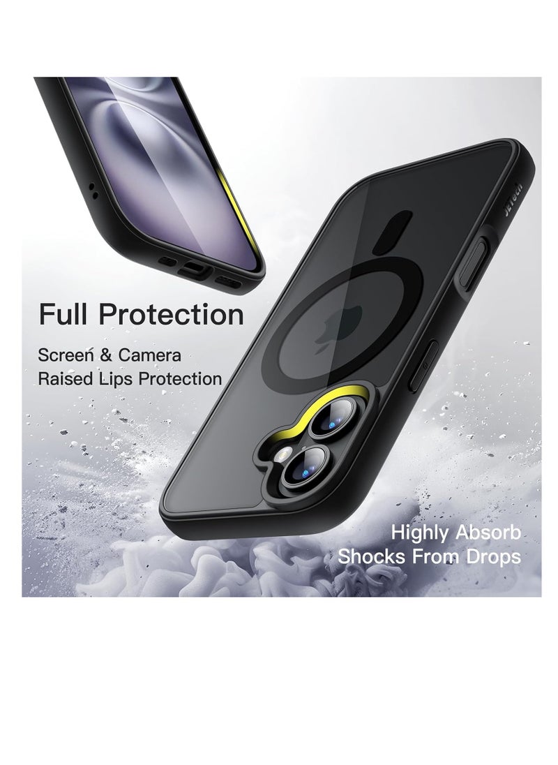 Generic - Magnetic Case for iPhone 16 6.1-Inch Compatible with MagSafe, Shockproof Phone Bumper Cover, Solid Color Matte TPU Frame, Anti-Scratch Clear BackCase For iPhone 16 6.1-Inch, Crystal Clear Case [Not Yellowing]  Shockproof Protective Case Transparent Protective Slim Cover (Black) - Image 1
