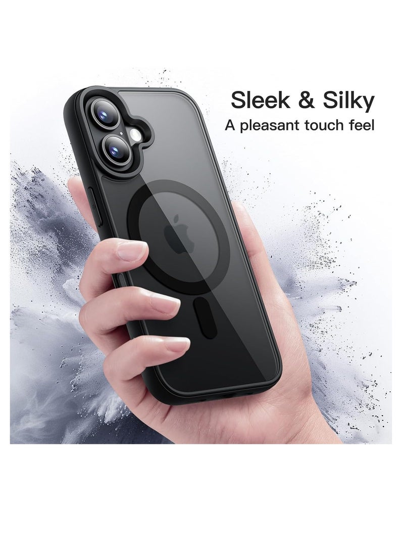 Generic - Magnetic Case for iPhone 16 6.1-Inch Compatible with MagSafe, Shockproof Phone Bumper Cover, Solid Color Matte TPU Frame, Anti-Scratch Clear BackCase For iPhone 16 6.1-Inch, Crystal Clear Case [Not Yellowing]  Shockproof Protective Case Transparent Protective Slim Cover (Black) - Image 1