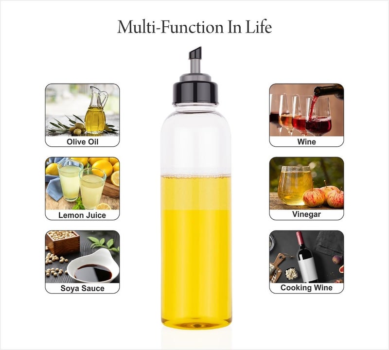 KLEO Oil Dispensers with Spouts - Set of 2 for Kitchen for Cooking Oil, Liquid, Juice | Leakproof, Unbreakable, Spill Proof, Dustproof, Big Bottleneck Easy Refill – Transparent Plastic 1000ml - Image 3