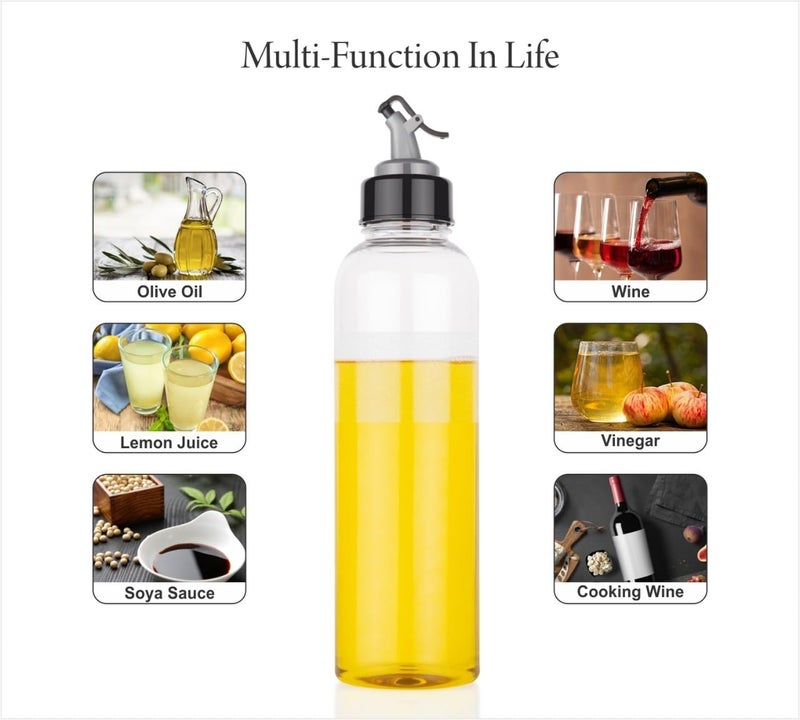 KLEO Oil Dispensers with Spouts - Set of 2 for Kitchen for Cooking Oil, Liquid, Juice | Leakproof, Unbreakable, Spill Proof, Dustproof, Big Bottleneck Easy Refill – Transparent Plastic 1000ml - Image 2