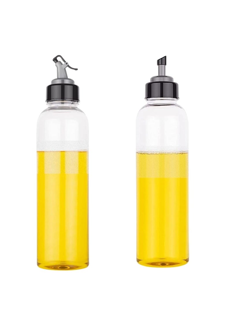KLEO Oil Dispensers with Spouts - Set of 2 for Kitchen for Cooking Oil, Liquid, Juice | Leakproof, Unbreakable, Spill Proof, Dustproof, Big Bottleneck Easy Refill – Transparent Plastic 1000ml - Image 1