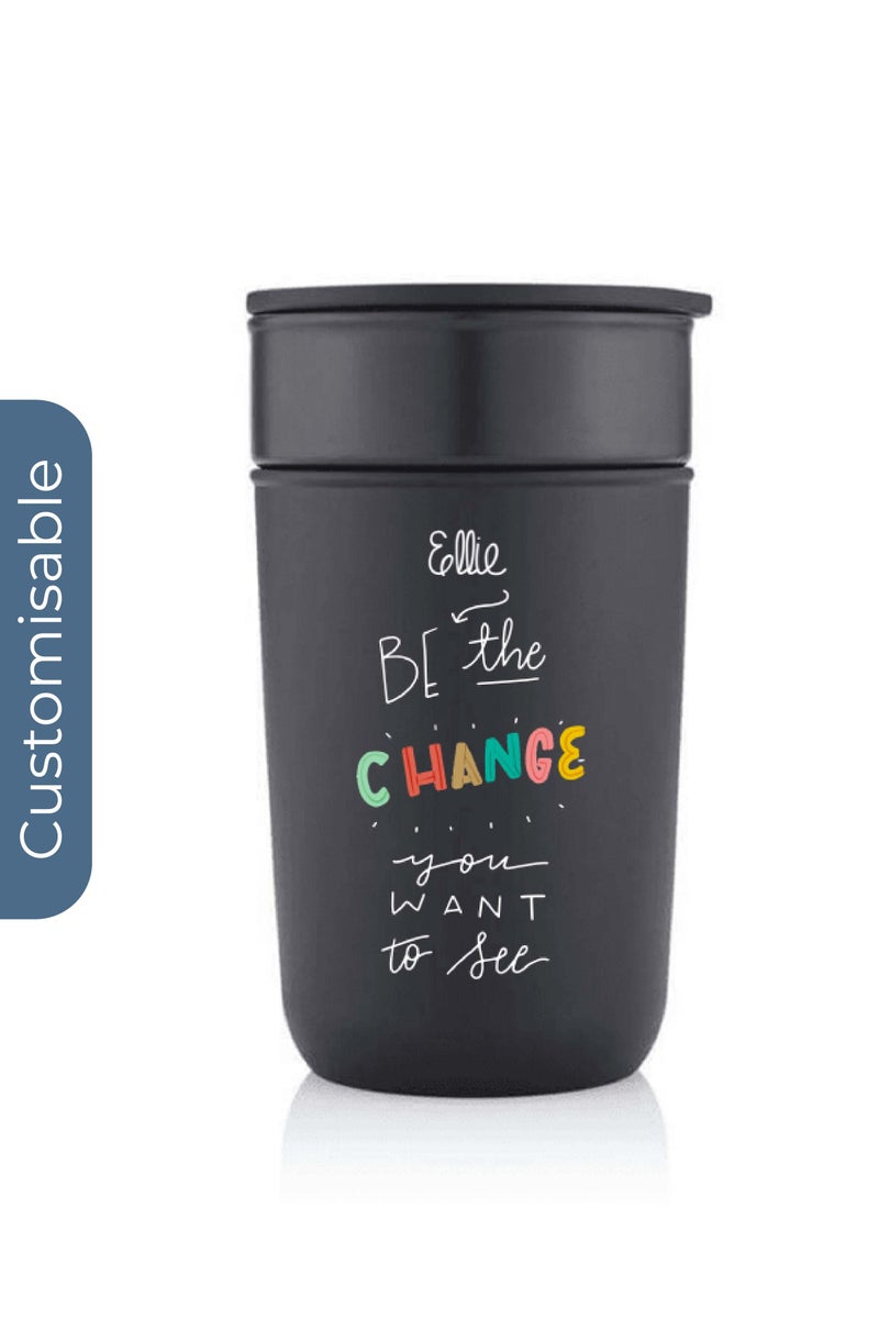 Hans Larsen Personalised Premium Ceramic Tumbler With Recycled Protective Sleeve - Black - Image 1