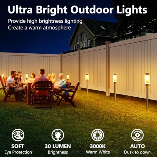 Gorrzai Bright Solar Pathway Lights Outdoor 8 Pack Solar Lights Outdoor LED Waterproof with 3000K Tungsten Filament Bulb Landscape Lighting for Yard, Driveway, Garden, Walkway, Lawn, Path - Image 3