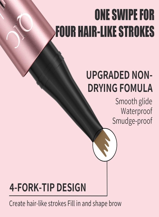 W3W Eyebrow Pencils for Women - Microblading Eyebrow Pencil with Precise 4-Fork-Tip Waterproof Eyebrow Pen Smudge-Proof Eye Brow Pencils Create Natural Hair-Like Brows, Last All-Day, Light Brown - Image 3