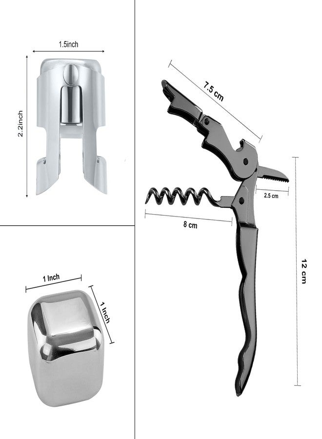 JOYUS 1 Wine Bottle Opener 2 in 1, 1 Champagne/Wine Sealer Stopper, 2 Wine Chillers Metal Ice Cube, for Waiters-Bartenders Servers, Sommelier, Restaurant, Stainless Steel Reusable, Compact Multicolor - Image 2
