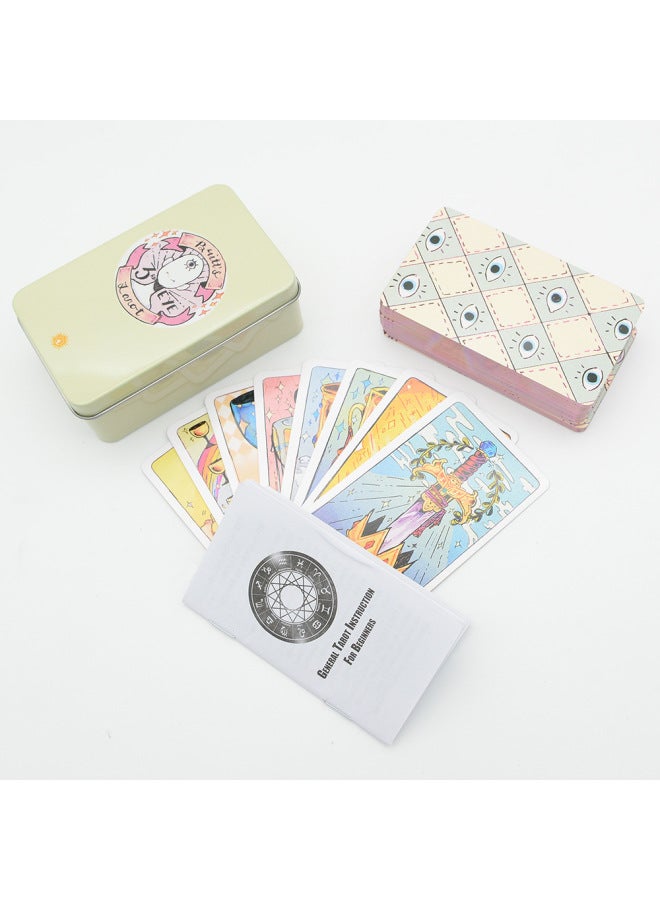 78 Pieces Of Iron Box Tarot Cards With Hot Stamping Process, High-Quality Playing Cards, Cross-Border Exclusive English Version With Paper Instructions