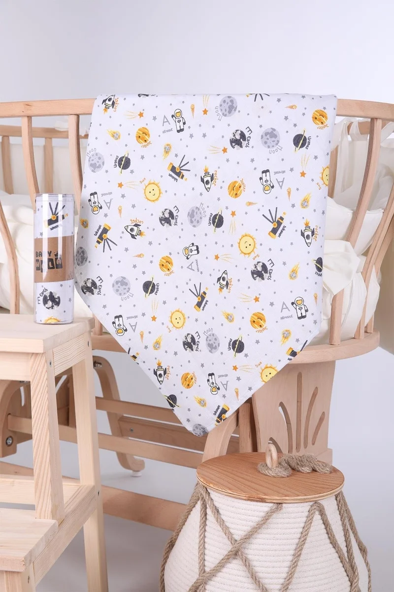 Baby Hola Babyhola Muslin Cover 80x80cm Space Pattern Organic Gift Breastfeeding Bottom Opening Newborn Stroller Cover
