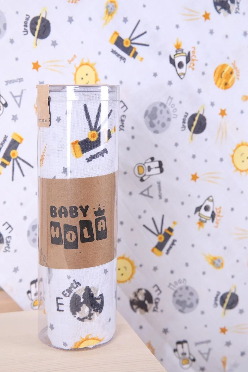 Baby Hola Babyhola Muslin Cover 80x80cm Space Pattern Organic Gift Breastfeeding Bottom Opening Newborn Stroller Cover