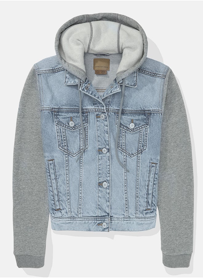 امريكان ايجل Hood Detail Classic Denim Jacket  - Image 4