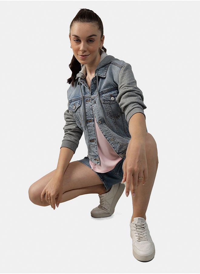 امريكان ايجل Hood Detail Classic Denim Jacket  - Image 1