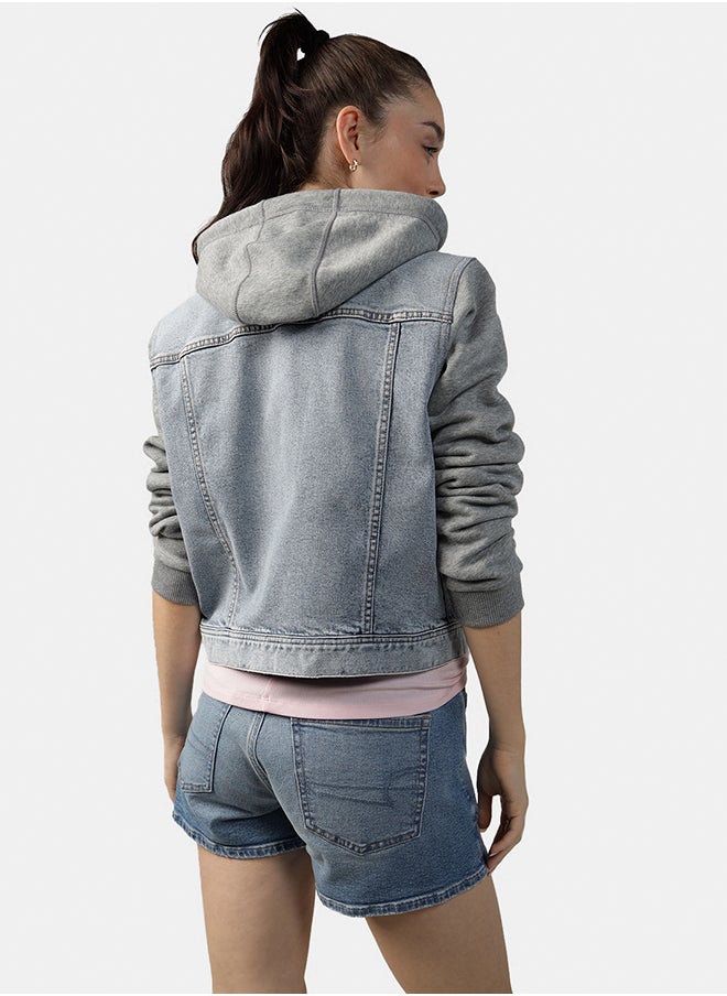 امريكان ايجل Hood Detail Classic Denim Jacket  - Image 2