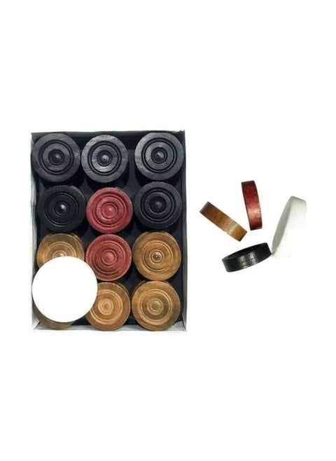 24-Piece Multicolour Wooden Coins Set For Carrom Board Game With Striker
