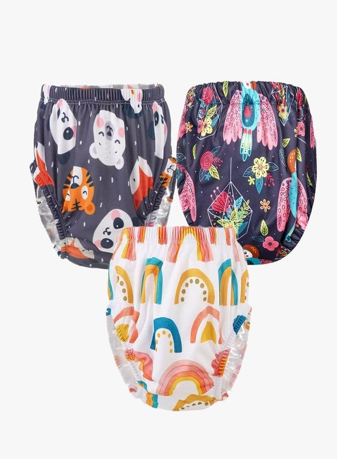 Crawl'in Reusable Adjustable Swim Diaper Combo – Pack of 3 Printed Underpants for Infant Boys & Girls | L | Color 7 - Image 1