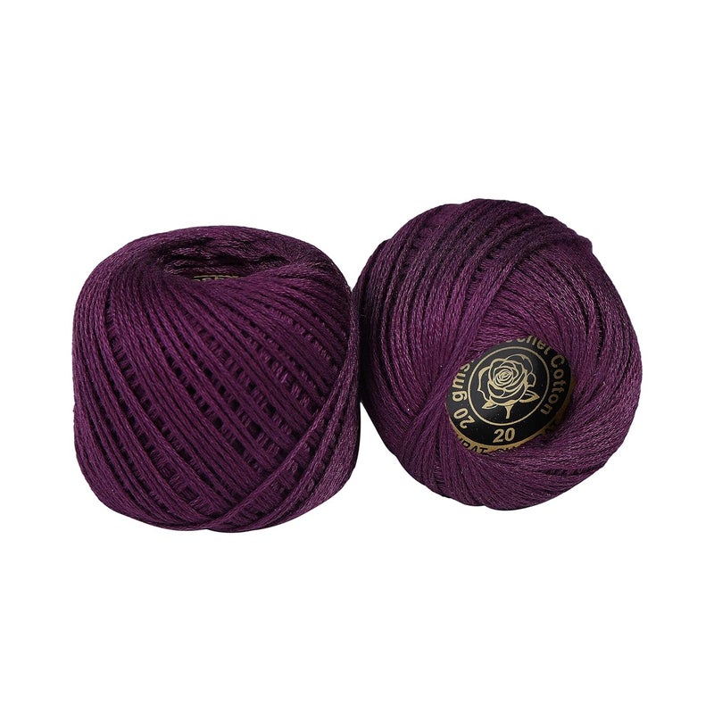 CORIOX Crochet Thread Set of 10 Ball Crochet Cotton Thread Yarn for Knitting and Craft Making. Size 20 Gram 55 to 60 mtr Approx (Plum) - Image 3