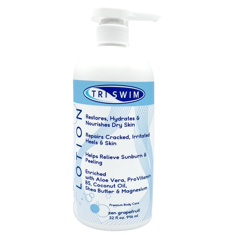 TRISWIM Swim Lotion 32oz Neutralizes Chlorine Bromine Saltwater Odors Deep Moisturizing Formula for PostSwim Care Aloe Vera Shea Butter Coconut Oil Zen Grapefruit Scent - Image 2