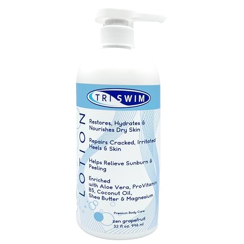 TRISWIM Swim Lotion 32oz Neutralizes Chlorine Bromine Saltwater Odors Deep Moisturizing Formula for PostSwim Care Aloe Vera Shea Butter Coconut Oil Zen Grapefruit Scent - Image 1