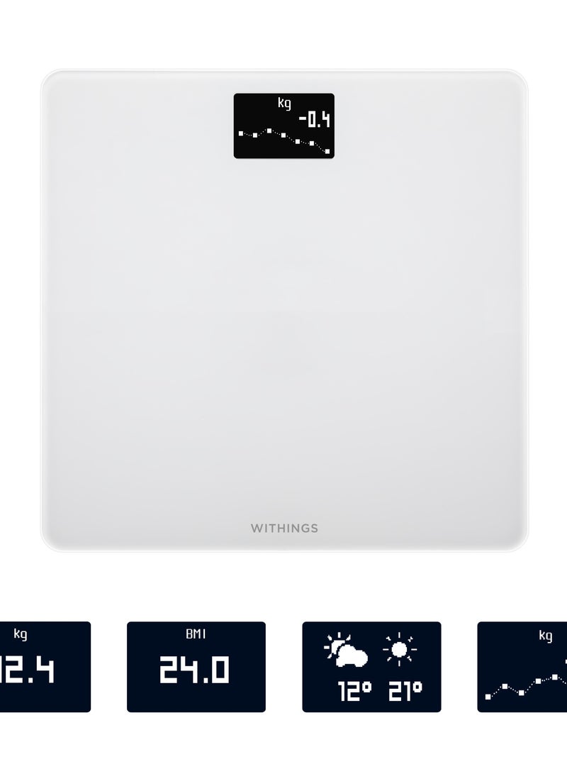 ويذينجز ميزان الجسم الرقمي الذكي لوزن الجسم ومؤشر كتلة الجسم واي فاي مع تطبيق الهاتف الذكي،أبيض - Image 3