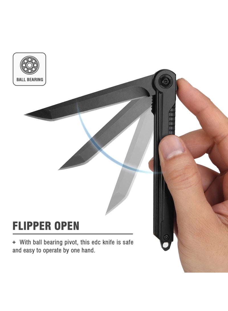 SYOSI EDC Pocket Knife, 7CR13Mov Steel Tanto Blade, Slim Folding Knife with Clip and Liner Lock, Window Breaker, Box Cutter, for Outdoor Camping - Image 4