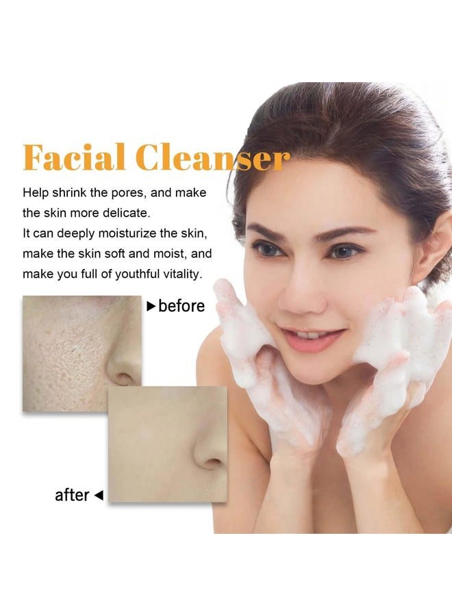JISKG 2 Pcs Turmeric Facial Cleanser, Glow Wash Turmeric Face Wash With Brush, Deep Cleansing Exfoliating for Women All Skin. - Image 2