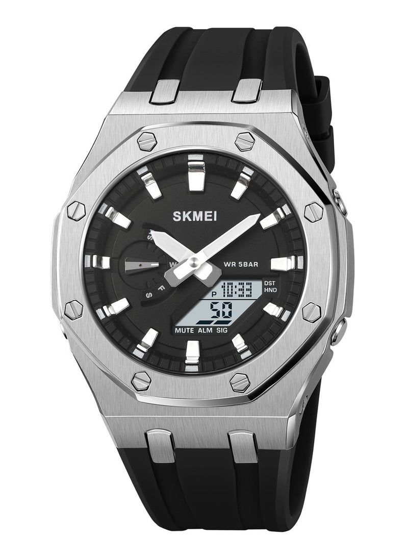 SKMEI - Watches for Men Water Resistance Silicon Analog Digital Silver&Black 2243 - Image 1