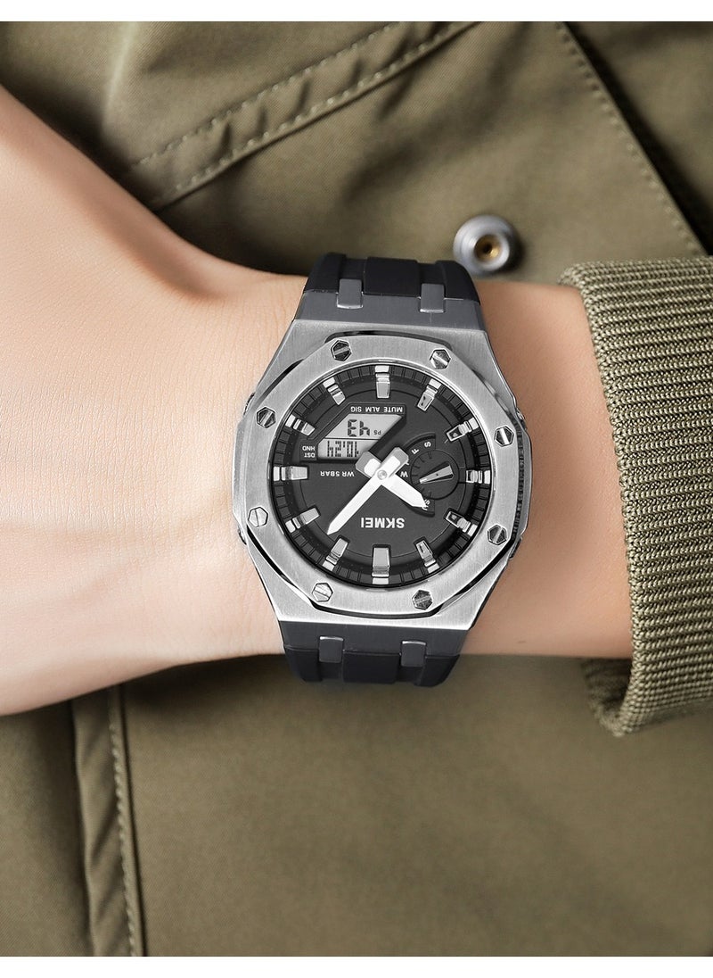SKMEI - Watches for Men Water Resistance Silicon Analog Digital Silver&Black 2243 - Image 1