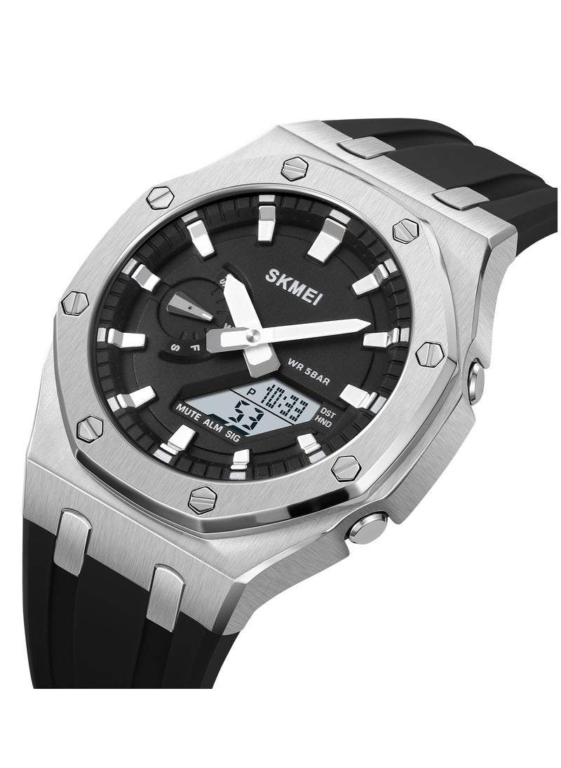 SKMEI - Watches for Men Water Resistance Silicon Analog Digital Silver&Black 2243 - Image 1