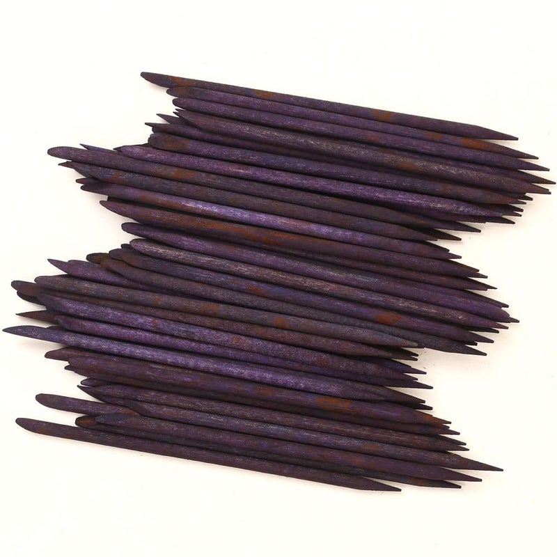 Borogo 100 Pcs Orange Wood Nail Sticks Double Sided Multi Functional Cuticle Pusher Manicure Pedicure Tool for Manicure Pedicure Purple - Image 4