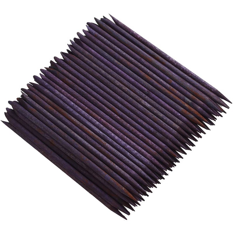 Borogo 100 Pcs Orange Wood Nail Sticks Double Sided Multi Functional Cuticle Pusher Manicure Pedicure Tool for Manicure Pedicure Purple - Image 1