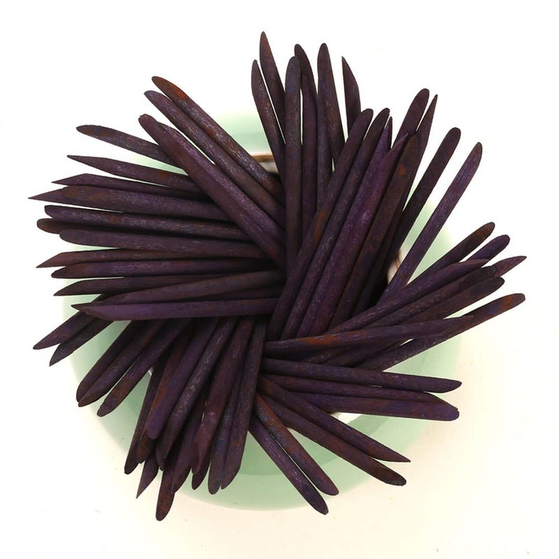 Borogo 100 Pcs Orange Wood Nail Sticks Double Sided Multi Functional Cuticle Pusher Manicure Pedicure Tool for Manicure Pedicure Purple - Image 3